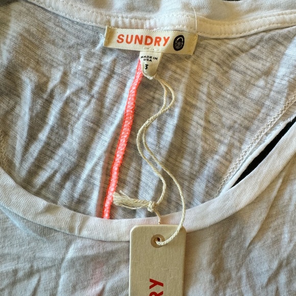 NWT Sundry White Orange Tank Top Size Large - Picture 2 of 3